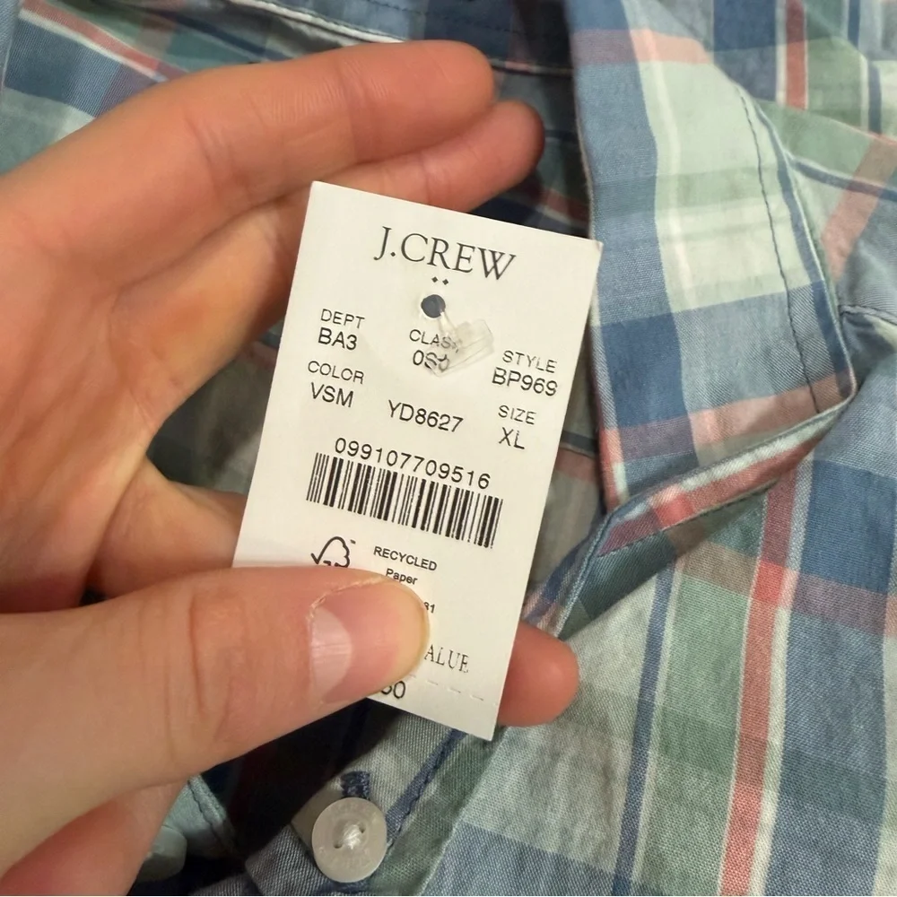 J crew multicolor pastel plaid Classic flex casual shirt